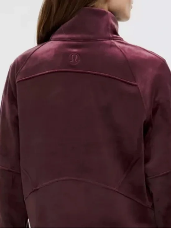 Lululemon Oversized Funnel-neck Half zip scuba velvet garnet red -XL/XXL NWOT - Picture 4 of 14